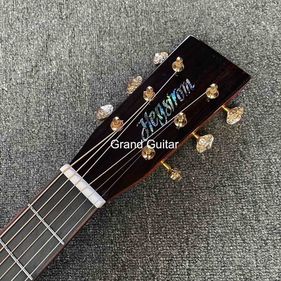 Grand OM Guitar Solid KOA Guitare acoustique arrière, logo personnalisé sur le boîtier fournisseur