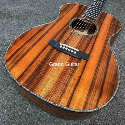 Grand OM Guitar Solid KOA Guitare acoustique arrière, logo personnalisé sur le boîtier fournisseur