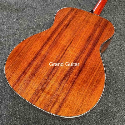 Grand OM Guitar Solid KOA Guitare acoustique arrière, logo personnalisé sur le boîtier fournisseur