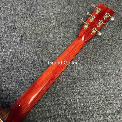 Grand OM Guitar Solid KOA Guitare acoustique arrière, logo personnalisé sur le boîtier fournisseur