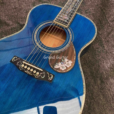 Custom Martin Style OM Corps d'eau ondulée solide en feu d'érable arrière côté Guitare acoustique, Accepter Guitare OEM fournisseur