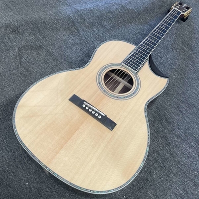Custom OOO-45 AAAAA 5A en bois massif Martin Style Cutaway Guitare acoustique avec ébène 12 Frets 43mm Largeur de noix, Accepter la guitare OEM fournisseur