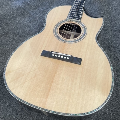 Custom OOO-45 AAAAA 5A en bois massif Martin Style Cutaway Guitare acoustique avec ébène 12 Frets 43mm Largeur de noix, Accepter la guitare OEM fournisseur