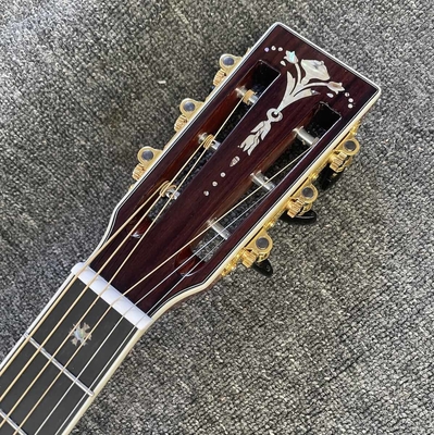 Custom OOO-45 AAAAA 5A en bois massif Martin Style Cutaway Guitare acoustique avec ébène 12 Frets 43mm Largeur de noix, Accepter la guitare OEM fournisseur