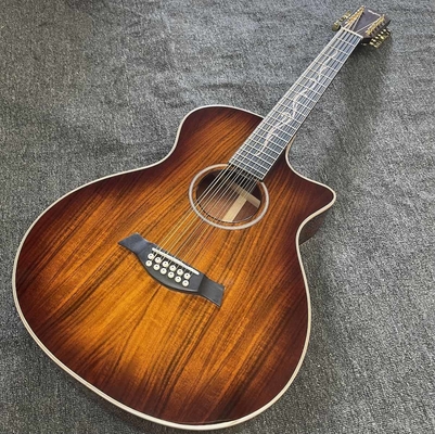 12 cordes personnalisées KOA Bois Taylor Style Guitare acoustique finition brillante Corps Matt Cou Open Tuner fournisseur