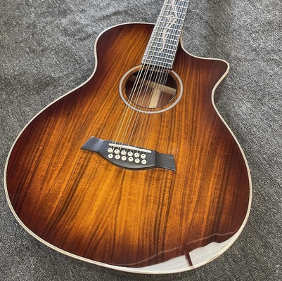 12 cordes personnalisées KOA Bois Taylor Style Guitare acoustique finition brillante Corps Matt Cou Open Tuner fournisseur