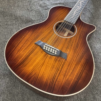 12 cordes personnalisées KOA Bois Taylor Style Guitare acoustique finition brillante Corps Matt Cou Open Tuner fournisseur