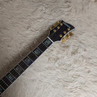 Guitare électrique de style Gretsch avec bigs bys trem en noir transparent, acceptez la guitare et la basse OEM fournisseur
