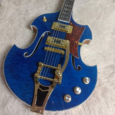 Corps creux creux et corps irrégulier Gretsch guitare électrique avec bigs bys trem en bleu, acceptez la guitare et la basse OEM fournisseur