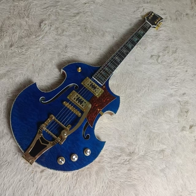 Corps creux creux et corps irrégulier Gretsch guitare électrique avec bigs bys trem en bleu, acceptez la guitare et la basse OEM fournisseur