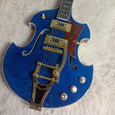 Corps creux creux et corps irrégulier Gretsch guitare électrique avec bigs bys trem en bleu, acceptez la guitare et la basse OEM fournisseur