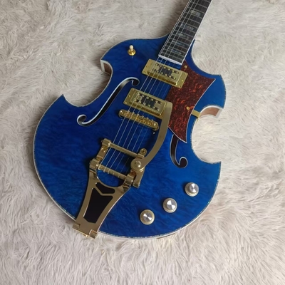 Corps creux creux et corps irrégulier Gretsch guitare électrique avec bigs bys trem en bleu, acceptez la guitare et la basse OEM fournisseur