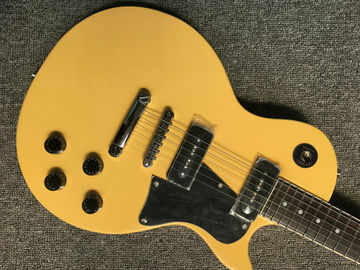 Lp Junior guitare électrique couleur jaune un pont P90 pick-up 22 points incrustation frettes guitare LP fournisseur