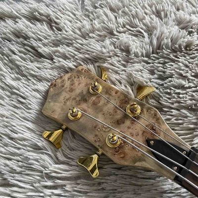 Personnalisé 4 cordes Collier à travers le corps Style Alembique Guitare basse électrique Arbre Burl Top fournisseur