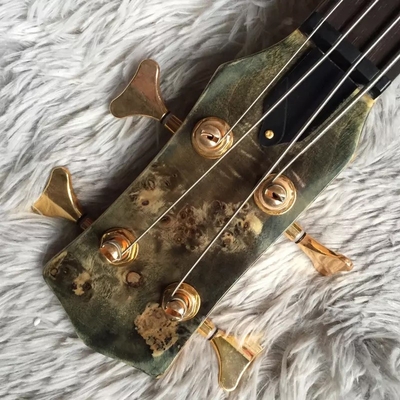 Personnalisé 4 cordes Collier à travers le corps Style Alembique Guitare basse électrique Arbre Burl Top fournisseur