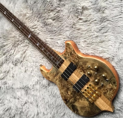 Personnalisé 4 cordes Collier à travers le corps Style Alembique Guitare basse électrique Arbre Burl Top fournisseur