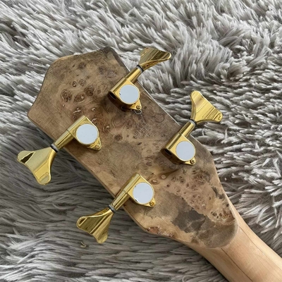 Personnalisé 4 cordes Collier à travers le corps Style Alembique Guitare basse électrique Arbre Burl Top fournisseur