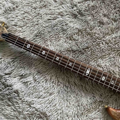 Personnalisé 4 cordes Collier à travers le corps Style Alembique Guitare basse électrique Arbre Burl Top fournisseur