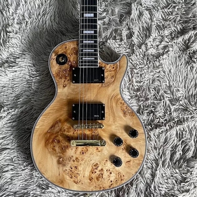 Gibson personnalisé style Les Paul LP Guitare électrique Nature Burl Maple Top Corps d' acajou fournisseur