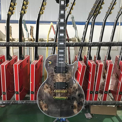 Guitare électrique Les Paul LP Grise Burl Maple Top Or fournisseur