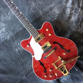 Grand Tremolo rouge transparent, en or, livraison gratuite, photo réelle prise de vue 333 jazz vieille guitare électrique tapis en érable fournisseur