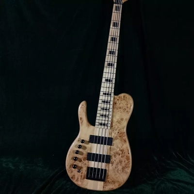 Couleur naturelle sur mesure Un collier à travers 5 cordes Guitare basse électrique à gauche fournisseur