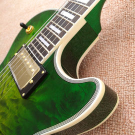 Nouvelle guitare électrique LP personnalisée de haute qualité, Guitare électrique Green Flame Maple Top avec matériel Gold fournisseur