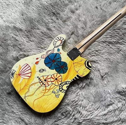 Guitare électrique TLEE de style Fender personnalisé couleur jaune lotus érable Fretboard pont fixe fournisseur