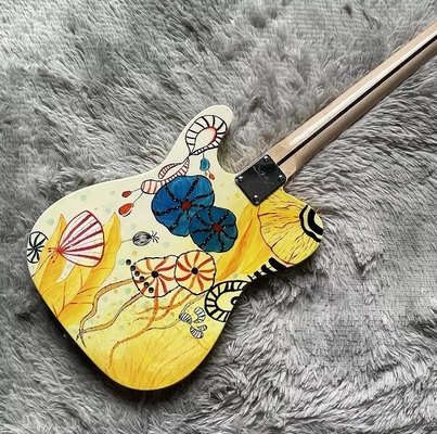 Guitare électrique TLEE de style Fender personnalisé couleur jaune lotus érable Fretboard pont fixe fournisseur