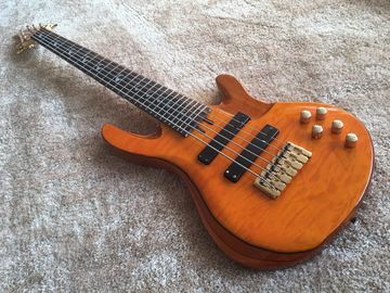 Guitare basse à 6 cordes JP2 jaune couvert corps d'érable arrière et avant Pickups actifs Golden bridges et accordateur Alder avec ebo fournisseur