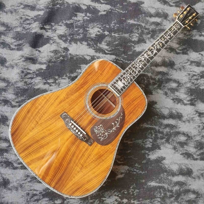 Disque à main personnalisé de 41 pouces en ébène en bois KOA, dreadnought, style D45 Martin, guitare acoustique incrustée en abalone fournisseur