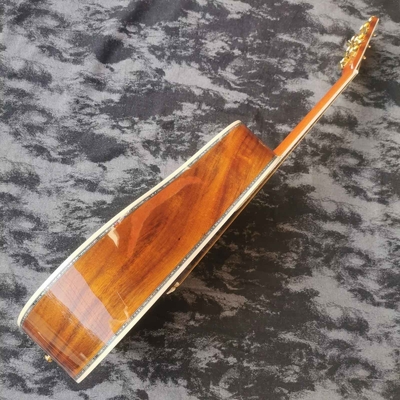Disque à main personnalisé de 41 pouces en ébène en bois KOA, dreadnought, style D45 Martin, guitare acoustique incrustée en abalone fournisseur
