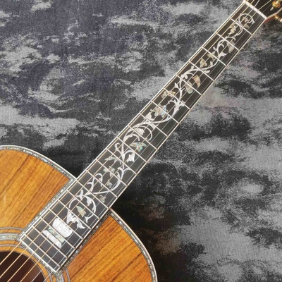 Disque à main personnalisé de 41 pouces en ébène en bois KOA, dreadnought, style D45 Martin, guitare acoustique incrustée en abalone fournisseur