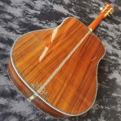 Disque à main personnalisé de 41 pouces en ébène en bois KOA, dreadnought, style D45 Martin, guitare acoustique incrustée en abalone fournisseur