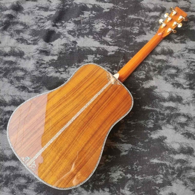 Disque à main personnalisé de 41 pouces en ébène en bois KOA, dreadnought, style D45 Martin, guitare acoustique incrustée en abalone fournisseur