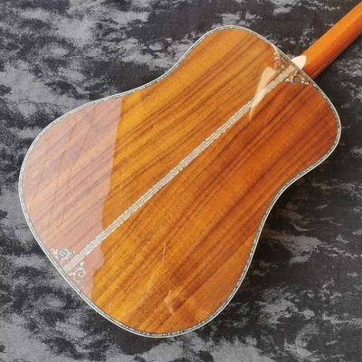Disque à main personnalisé de 41 pouces en ébène en bois KOA, dreadnought, style D45 Martin, guitare acoustique incrustée en abalone fournisseur