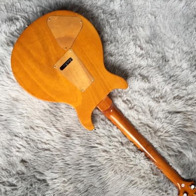 Guitare électrique personnalisée en flamme d'érable avec incrustation d'oiseau et matériel chromé en jaune PRS Santana Retro Orange fournisseur