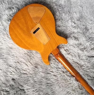 Guitare électrique personnalisée en flamme d'érable avec incrustation d'oiseau et matériel chromé en jaune PRS Santana Retro Orange fournisseur