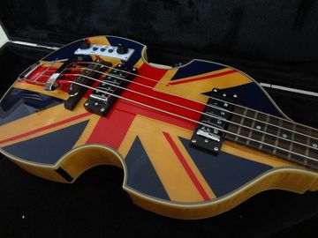 Guitare basse à 4 cordes Hofner Guitare BB2 drapeau britannique sur le haut du corps enflammé fournisseur