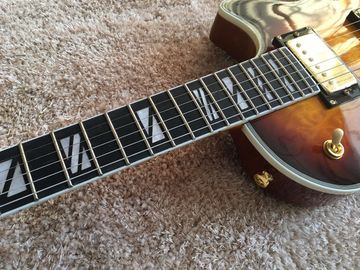 LP guitare personnalisée tabac rayonnement solaire corps d'érable couvert Contour du dos et du cou Contour de l'articulation du cou Guitare personnalisée ébène fournisseur