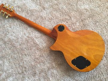 LP guitare personnalisée tabac rayonnement solaire corps d'érable couvert Contour du dos et du cou Contour de l'articulation du cou Guitare personnalisée ébène fournisseur