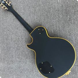 Guitare électrique grand LP noir avec bigsby, liant le corps jaune, 3 pick-ups, matériel en or fournisseur