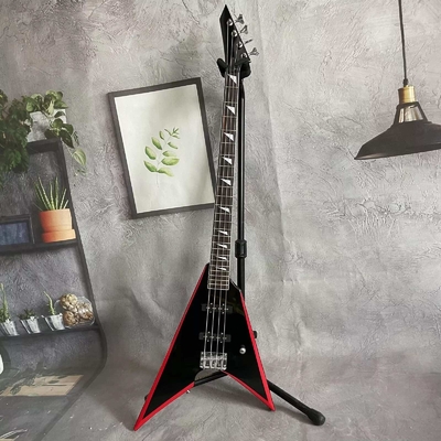 Custom 4 cordes en forme de V Corps noir Bass électrique Guitare Rosewood Fretboard fournisseur