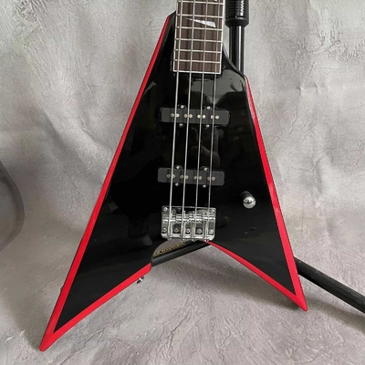 Custom 4 cordes en forme de V Corps noir Bass électrique Guitare Rosewood Fretboard fournisseur
