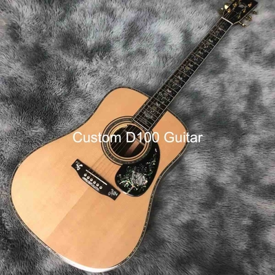 Deluxe Solid Rosewood Reverse Side 41 Inch D100aa Type Spruce Guitare acoustique gravée avec une incrustation d'abalone fournisseur