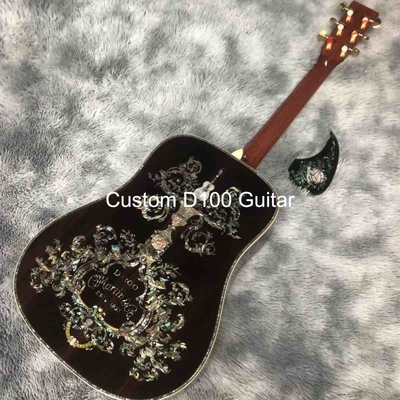 Deluxe Solid Rosewood Reverse Side 41 Inch D100aa Type Spruce Guitare acoustique gravée avec une incrustation d'abalone fournisseur