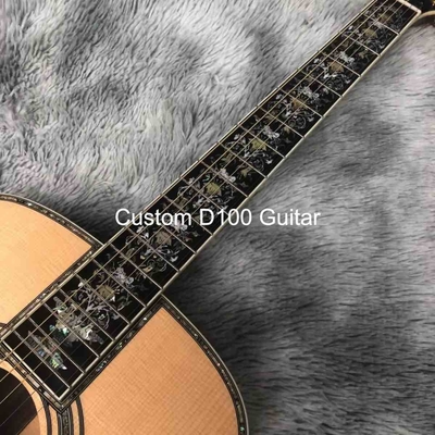 Deluxe Solid Rosewood Reverse Side 41 Inch D100aa Type Spruce Guitare acoustique gravée avec une incrustation d'abalone fournisseur
