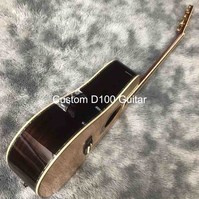 Deluxe Solid Rosewood Reverse Side 41 Inch D100aa Type Spruce Guitare acoustique gravée avec une incrustation d'abalone fournisseur