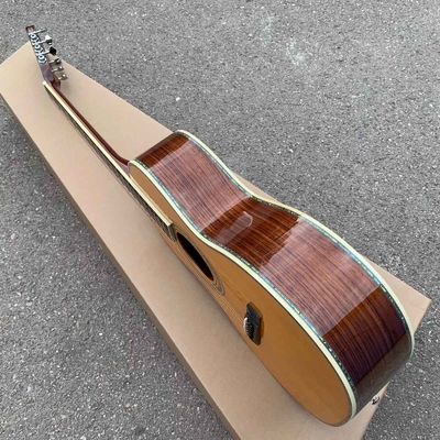 Peinture jaune épinette solide haut 39 pouces 000 type guitare acoustique abalone ébène tête ouverte fournisseur