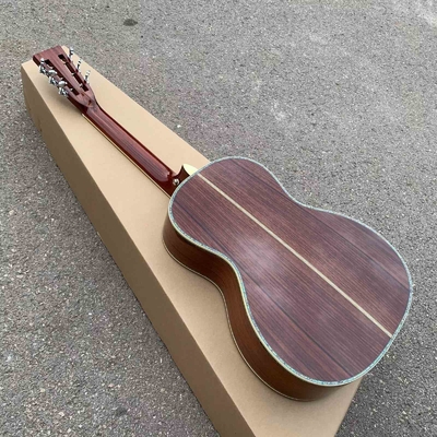Peinture jaune épinette solide haut 39 pouces 000 type guitare acoustique abalone ébène tête ouverte fournisseur